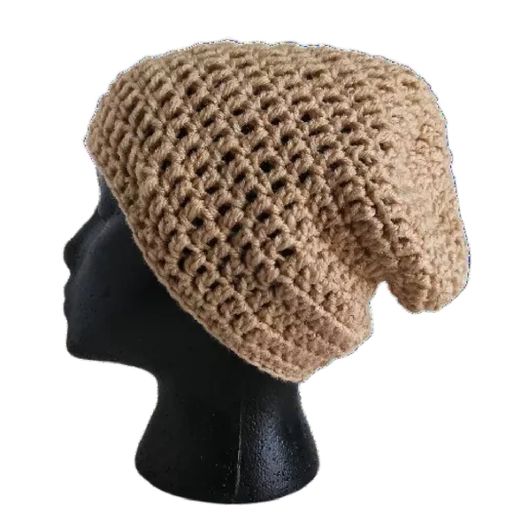 Accessories - Unisex beige crochet slouchy beige hat/beanie